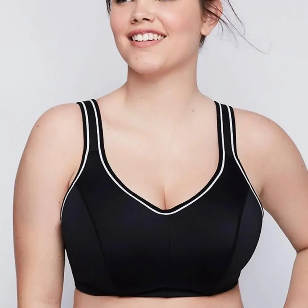 Lane Bryant Womens Black LIVI Active High-Impact Molded Underwire Sports Bra 46D